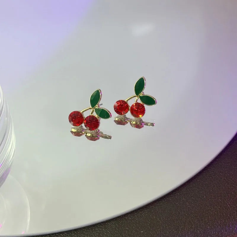 Delicate Sweet Red Cherry Drop Earrings for Women Fashion - Smarsty