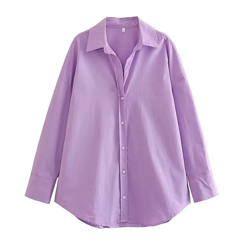 MUJER Women Shirt Multicolour Button Up Shirt Women Summer Long Sleeve Top Female Streetwear Oversize Shirts And Blouses Women - Smarsty