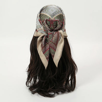 Bohemian Floral Print Silk Scarf for Women Sun Protection - Smarsty