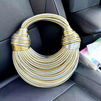 Women Handbags 2024 Designer Rope Knotted Gold Clutch - Smarsty