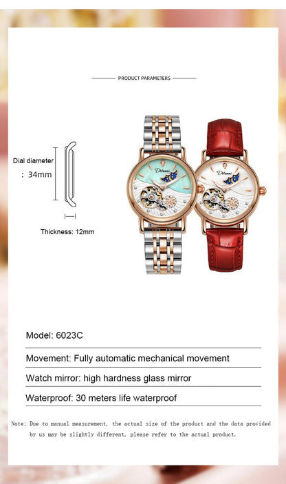 Luxury Women's Automatic Mechanical Watch with Moon Phase - Smarsty