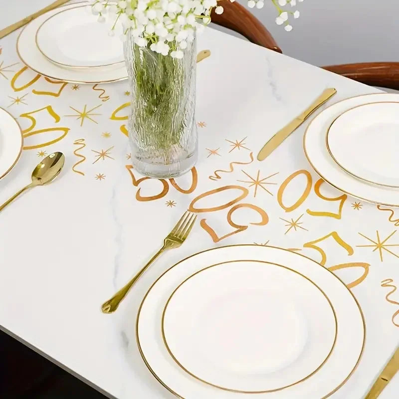Gold Birthday Table Runner Decor for 20th 30th 60th Celebrations - Smarsty