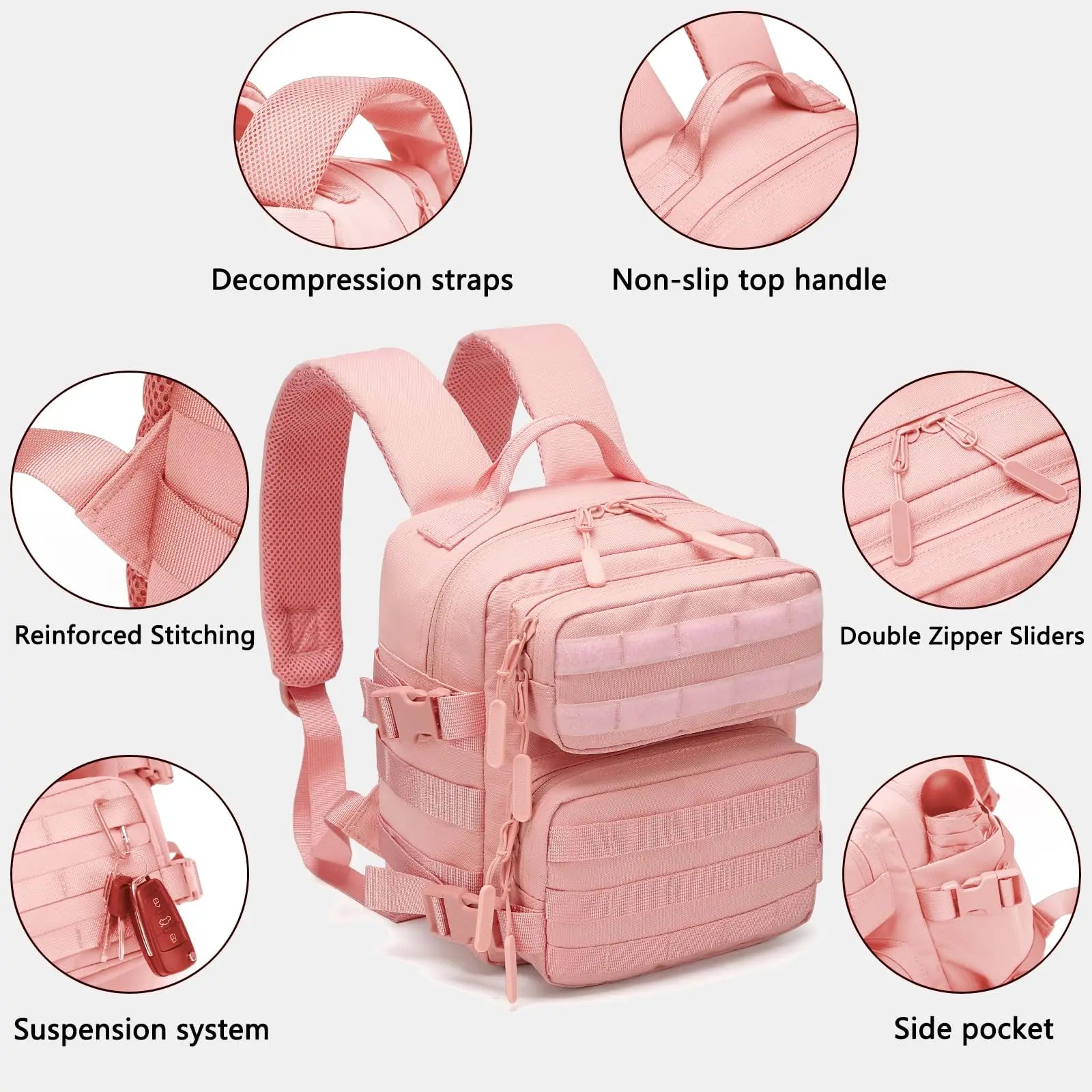 9L Mini Tactical Backpack Small Gym Bag Fitness Portable Backpack With Molle System For Hiking, Camping, Traveling, Daily Use - Smarsty