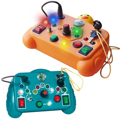 Montessori Busy Board Sensory Toys Cartoon with LED Light Switch Control Board Travel Activities Children Game for 2-4 Years Old - Smarsty