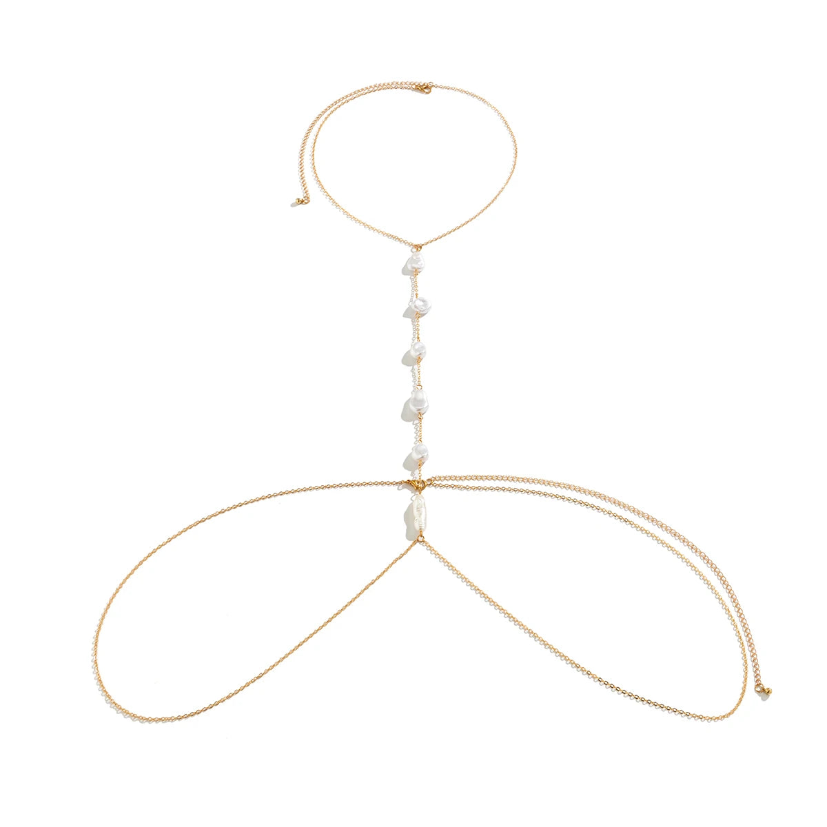 Boho Pearl Cross Chest Belly Chain Jewelry - Smarsty