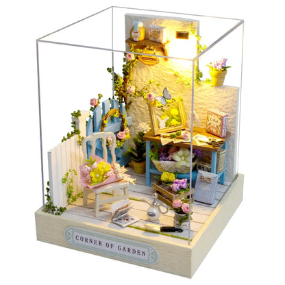 Wooden Mini Miniature Doll House DIY Small House Kit 3D Puzzle Building Assembly House Furniture Toy Children's Birthday Gifts