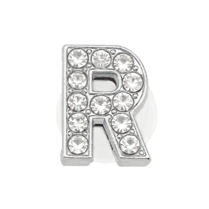 1PC Shoe Charms Glitter Rhinestone Letter Crystal Alphabet Shoes Charm Decorations Jewelry Slider Bracelet Wristbands Accessorie