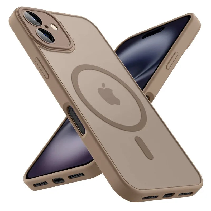Luxury Frosted Phone Case For iPhone 16 15 14 13 12 11 Pro Max Plus 17 Air For Magsafe Matte Transparent Magnetic Cover - Smarsty