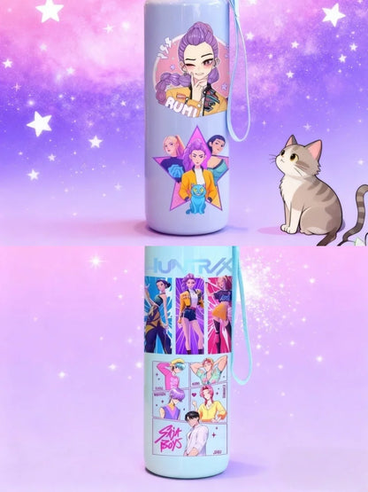 KPop Demon Hunters Gradient Water Bottles 700ml High-capacity Drinking Straw Cup Portable Girl Outdoor Bottles Office School