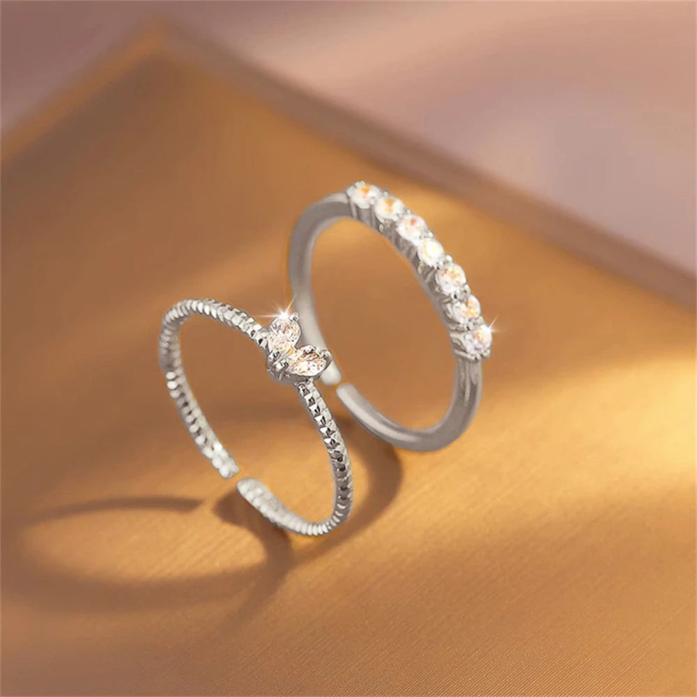 Elegant Dainty Crystal Heart Rings Set for Women - Smarsty