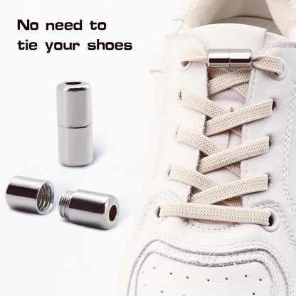 1Pair Elastic Laces Sneakers No Tie Shoe laces Capsule Lock Shoelaces Without ties Kids Adult 0.6cm Flat Shoelace for Shoes - Smarsty
