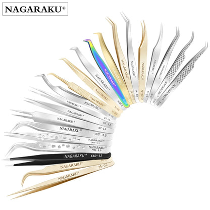 NAGARAKU Stainless Steel Eyelash Tweezers Set for Precision - Smarsty