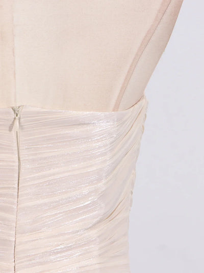 TWOTWINSTYLE Solid Spliced Fungus Slimming Dresses for Women Strapless Sleeveless Patchwork Folds Midi Dress Female Clothing New - Smarsty