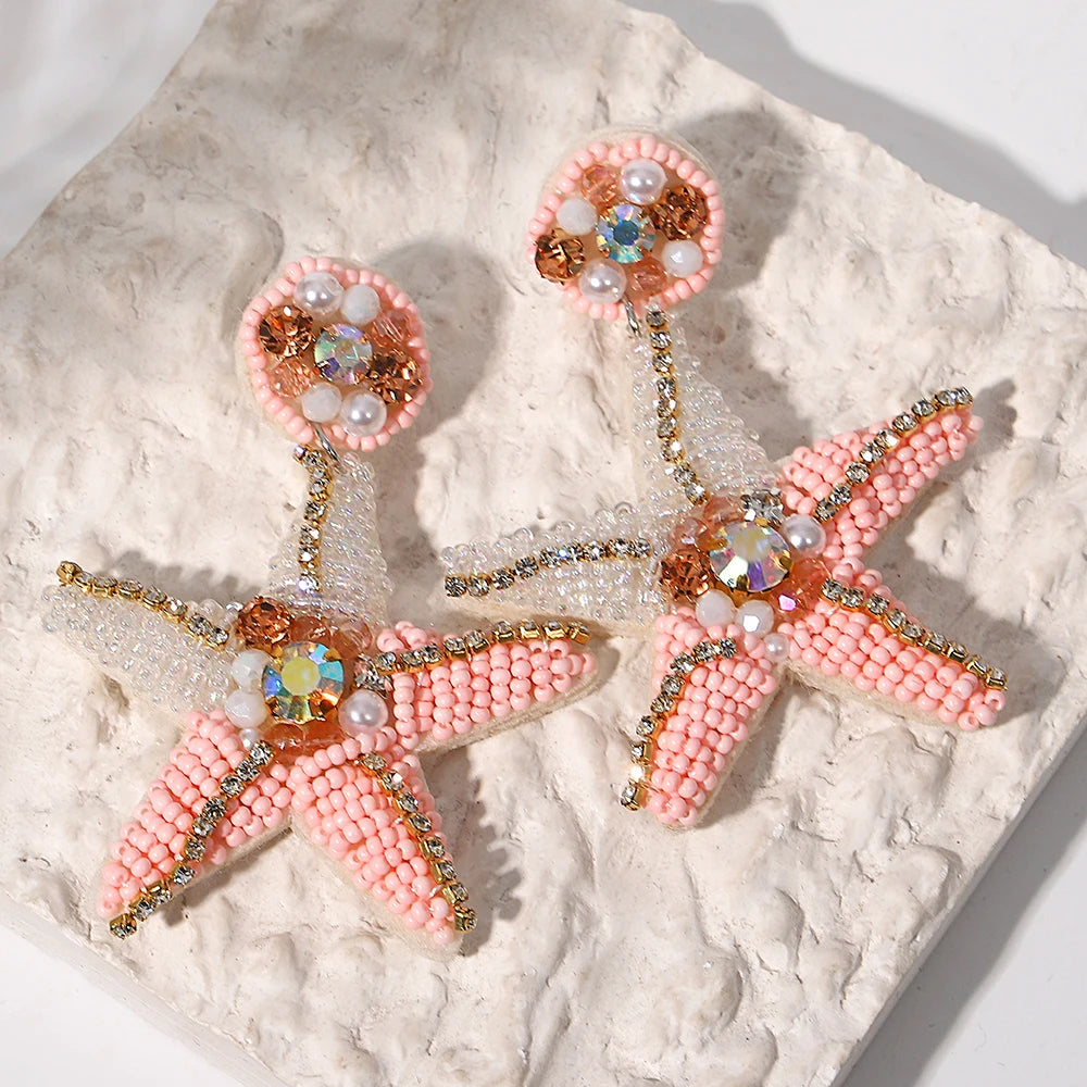 Handmade Bohemian Starfish Drop Earrings for Women - Smarsty