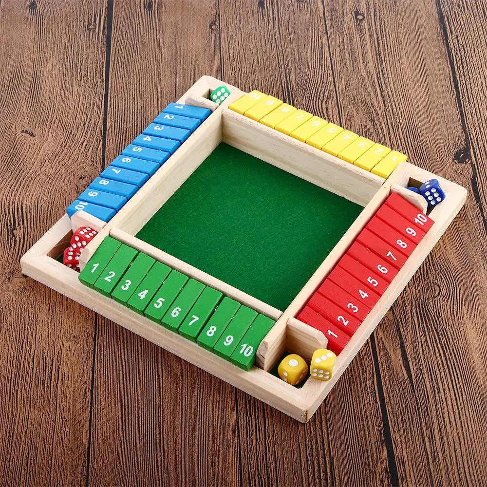 Arithmetic Dice Board Game Four-Sided Flip Card Games Box Dice Toys Wooden Flaps Dices 4 Players Party Number Game Board Games - Smarsty