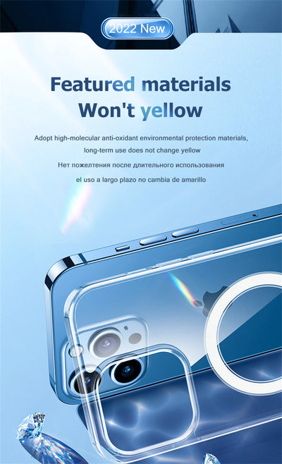 Smarsty MagSafe Clear Case for iPhone Magnetic Wireless Charging -