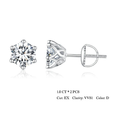 Moissanite Stud Earrings Sterling Silver Brilliant Cut - Smarsty