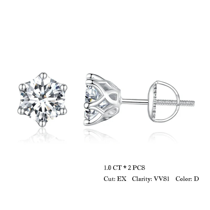 Moissanite Stud Earrings Sterling Silver Brilliant Cut - Smarsty
