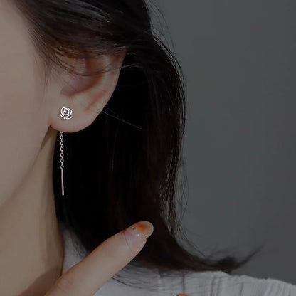 Trendy Long Tassel Heart Drop Earrings for Stylish Women - Smarsty