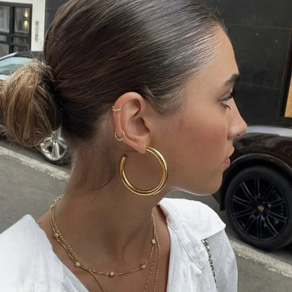 Trendy Gold Hoop Earrings for Women Classic Stainless Steel Design - Smarsty