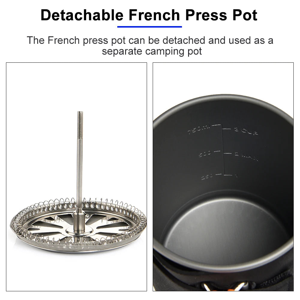 Widesea Camping Cooking System with Heat Exchanger Outdoor Gas Stove Burner Tourist Coffee Pot Cup Cookware Tableware Tourism by Smarsty