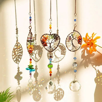 Colorful Tree Of Life Crystal Glass Pendant For Gardens - Smarsty