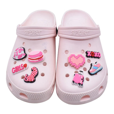 Hot Sales 1Pcs Pink Shoe Charms for Crocs Accessories Pin Shoe Wristband Croc Decorations Buckle Girls Women Party Gifts - Smarsty