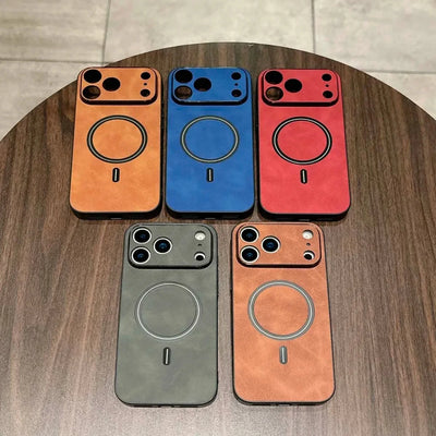 For Magsafe Leather Shockproof Phone Cases For iPhone 17 16 15 14 13 12 11 Pro Max 16e Plus Air Magnetic Wireless Charge Cover - Smarsty