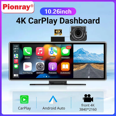 Pionray 10.26” CarPlay Android Auto Car Radio Multimedia Video Player IPS Touch Screen With AUX USB Supports Reversing Camera
