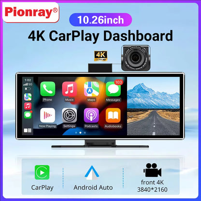 Pionray 10.26” CarPlay Android Auto Car Radio Multimedia Video Player IPS Touch Screen With AUX USB Supports Reversing Camera