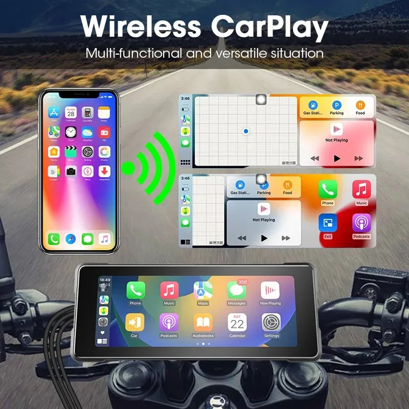 7 Inch Motorcycle GPS Navigation With Wireless CarPlay IP67 - Smarsty