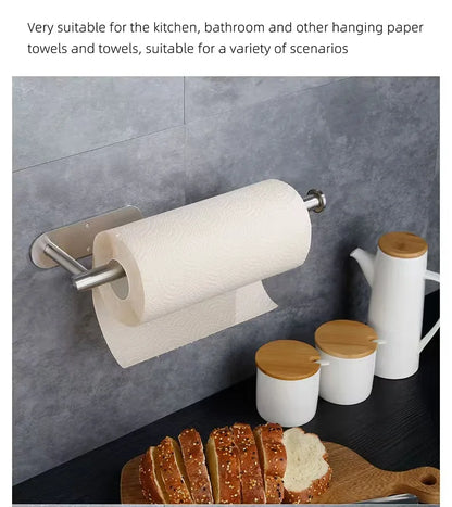 Adhesive Stainless Steel Paper Towel Holder for Easy Storage - Smarsty