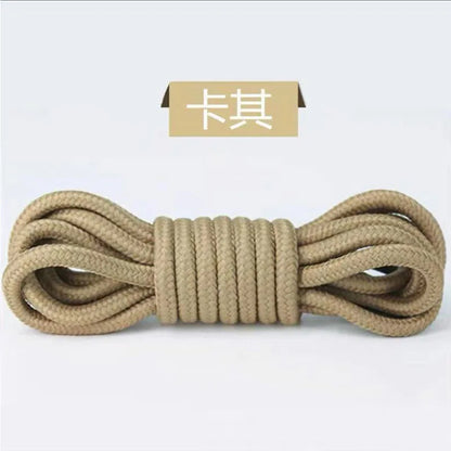 2pcs/ Pair Round Solid Polyester Black Brown Shoelaces For Marten Boot Women Men Outdoor Hiking Boots Sports Shoes Lace Strings - Smarsty