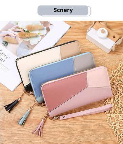 Fashion Women's Wallet Zipper Coin Purse Lady Short Clutch Purse Handbag Patchwork Leather Female Card Holder Wallet Phone Pouch
