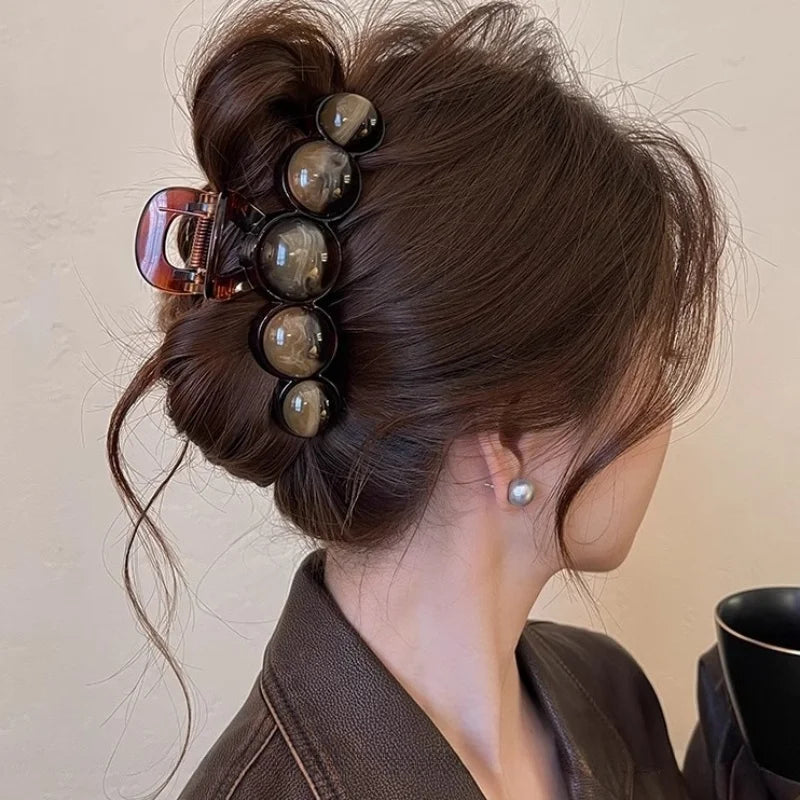 Retro Gradient Beaded Hair Claw 11cm Secure Hold For Women - Smarsty
