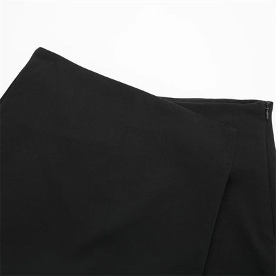 MUJER 2025 Asymmetric Skort For Women Black High Waist Mini Skirt Shorts Women Casual Bermuda Shorts Woman Summer Skirt Shorts - Smarsty