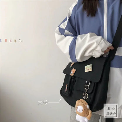 Harajuku Messenger Bag For Girls Durable Canvas School Bag - Smarsty