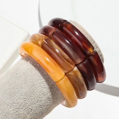 Trendy 4 Piece Set of Handmade Acrylic Bead Bracelets - Smarsty