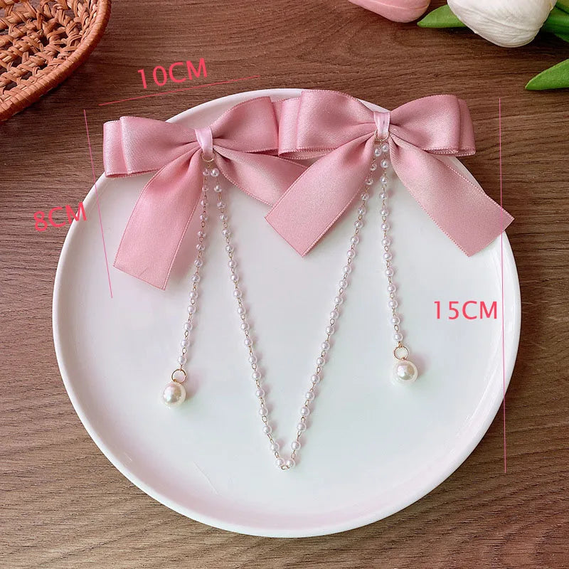 Pink Pearl Bow Hair Clip for Girls Accessories - Smarsty