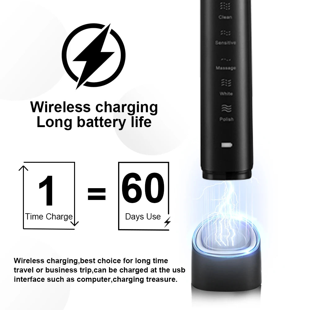 Sarmocare Electric Sonic Toothbrush with 8 Brush Heads - Smarsty