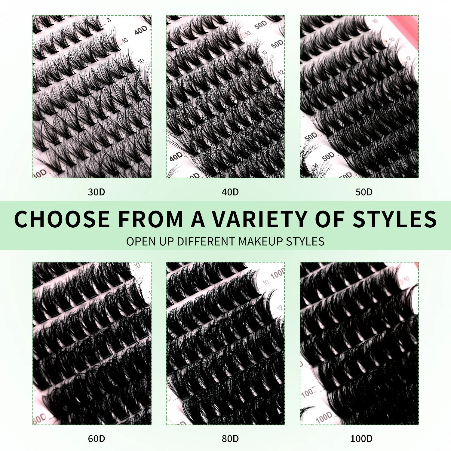 GROINNEYA DIY Lash Clusters Kit Mixed Tray Eyelash Extension Full Set Individual Lashes with Lash Bond&Seal and Tweezers Tool - Smarsty