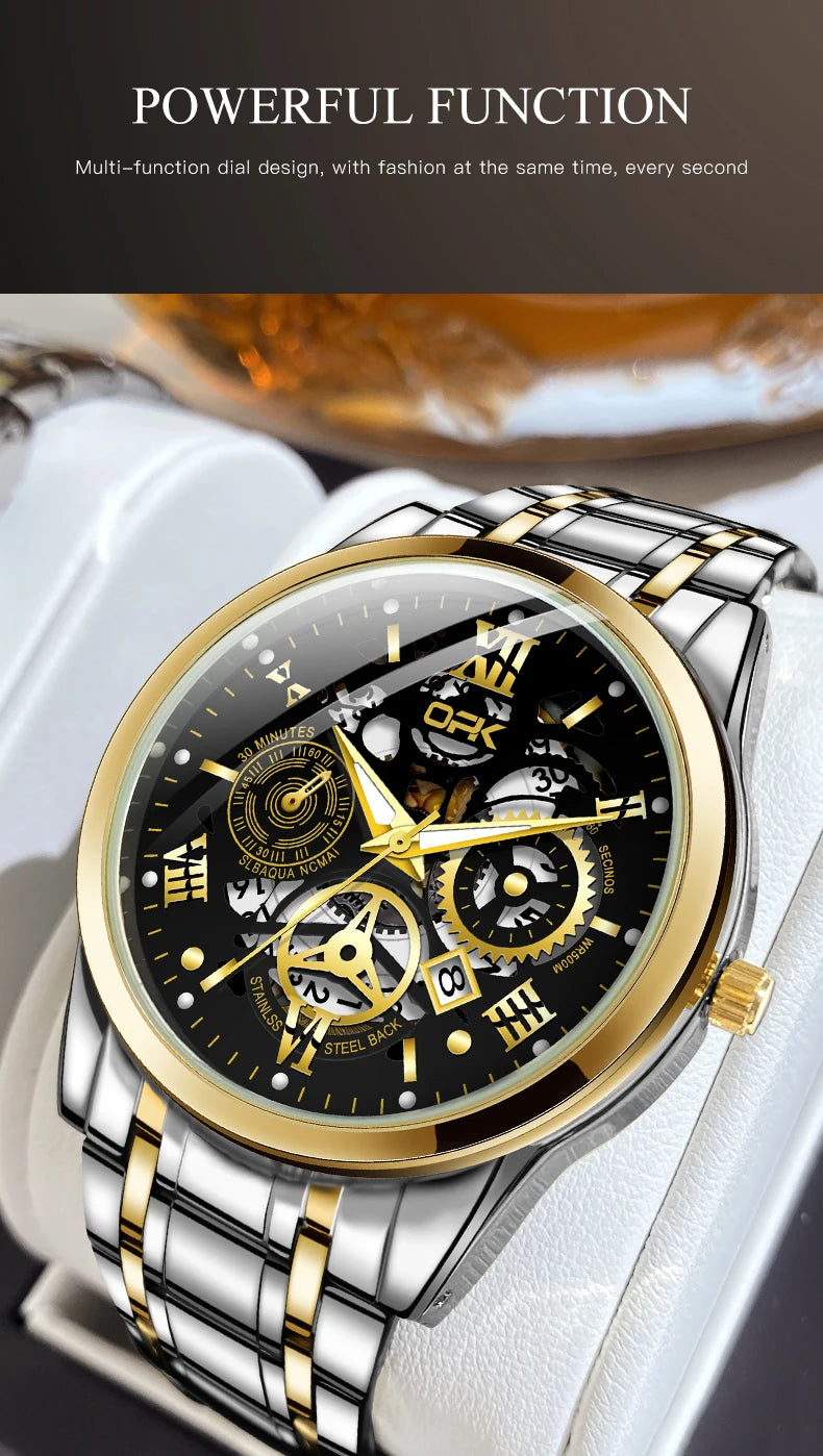 Men's Waterproof Steel Watch with Night Glow Feature - Smarsty