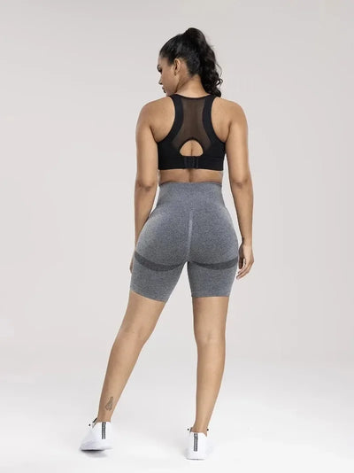 Seamless Sports Women Shorts Muliticolor Yoga Shorts Stretchy High Waist Running Cycling Leggings Hip Liftting Solid Gym Shorts - Smarsty