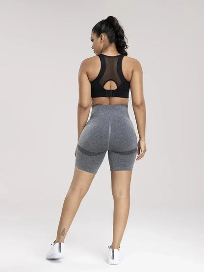 Seamless Sports Women Shorts Muliticolor Yoga Shorts Stretchy High Waist Running Cycling Leggings Hip Liftting Solid Gym Shorts - Smarsty
