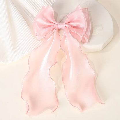 Girls Elegant Big Bow Satin Hair Clip Accessory - Smarsty