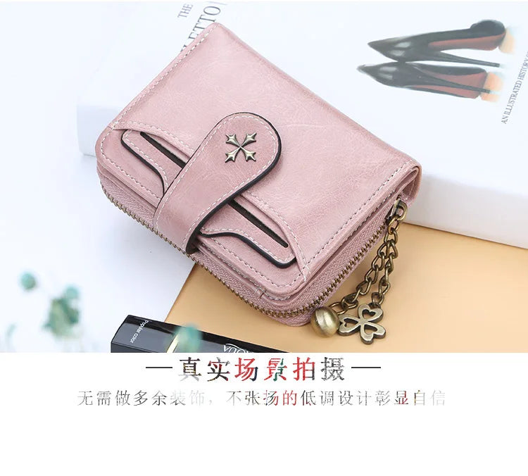 Women Wallets and Purses PU Leather Money Bag Female Short Hasp Purse Small Coin Card Holders Blue Red Clutch New Women Wallet - Smarsty