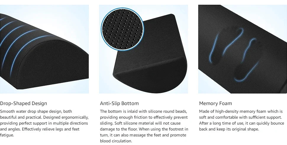 Ergonomic Memory Foam Foot Rest for Desk Comfort - Smarsty