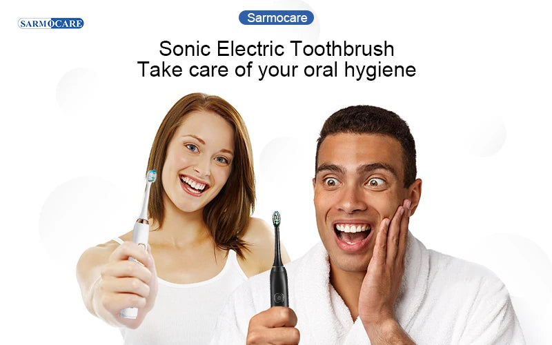 Sarmocare Electric Sonic Toothbrush with 8 Brush Heads - Smarsty