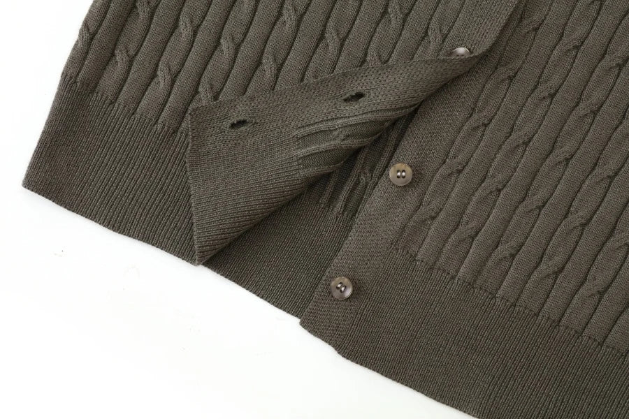 AS AW25 new design knitting cable cardigan + ribbing mockneck dress maxi length match for lady wear - Smarsty