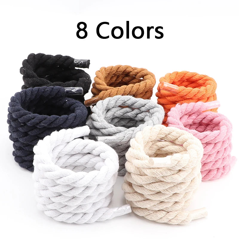 Quality Round Shoelaces Colorful 1CM Thicker Cotton Shoelace Running Sneakers Laces 1Pair 100/120/140CM Boots Shoe laces Shoes